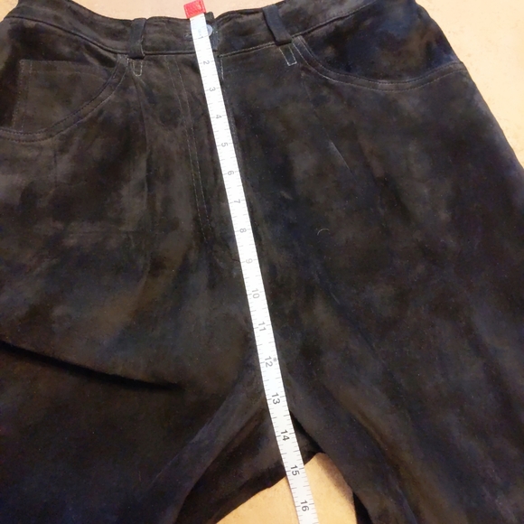 VTG Black Leather Suede Pants size 8 with elastic in waist - Picture 2 of 9